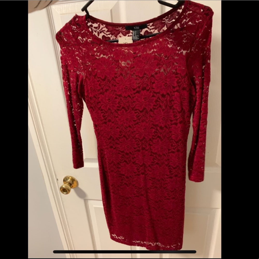 Red lace dress